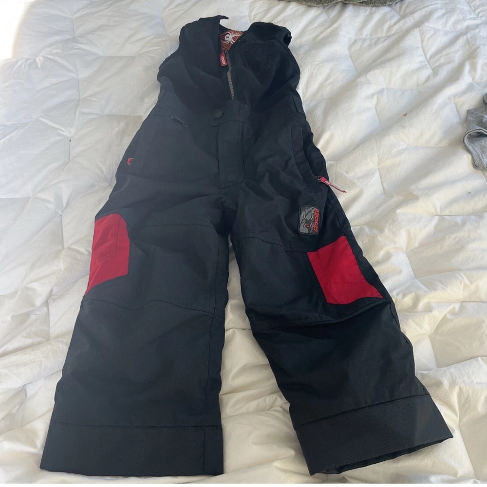 Spyder Kids Black Overalls with Red Highlights